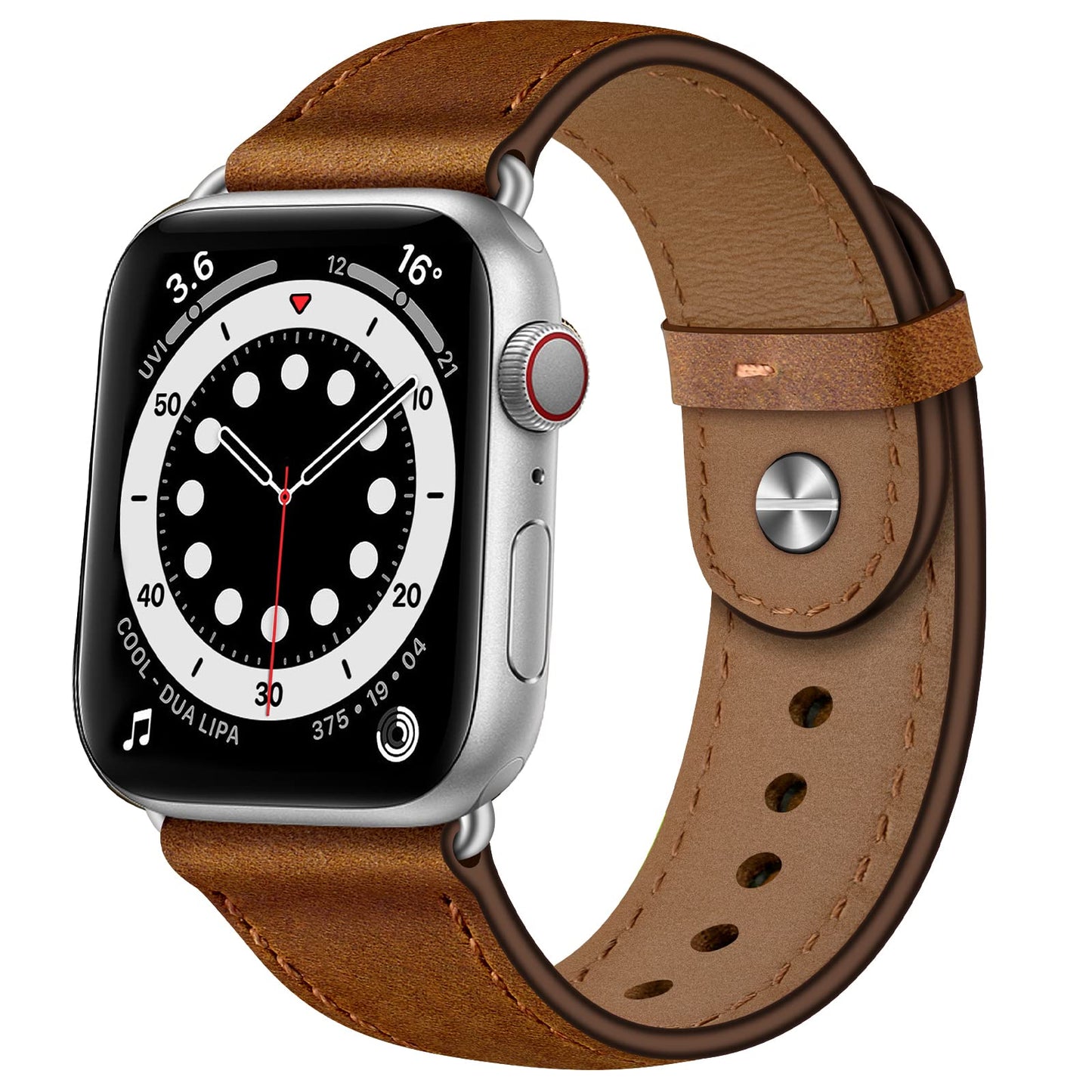OUHENG Leather Bands Compatible with Apple Watch Band 42mm/41mm/40mm/38mm, Genuine Leather Replacement Strap for iWatch SE3 SE2 SE Series 11 10 9 8 7 6 5 4 3 2 1 (Retro Brown/Silver)