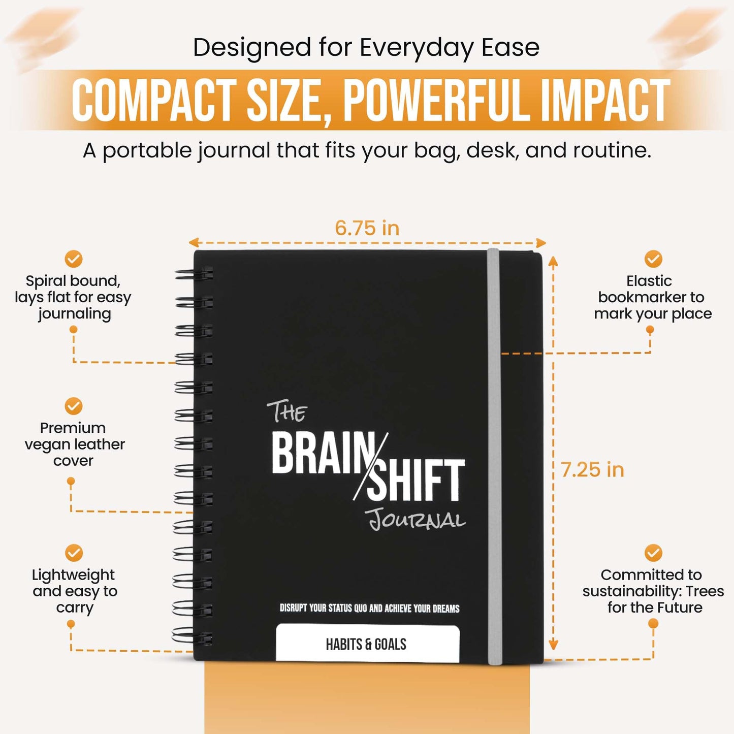 The Behavior Shift Brain Shift Journal (Habits & Goals) - 6 x 7 Inches Productivity journal - 13 week Guided Prompts for Habits, Goal setting & Personal growth- Gratitude & Manifestation journal