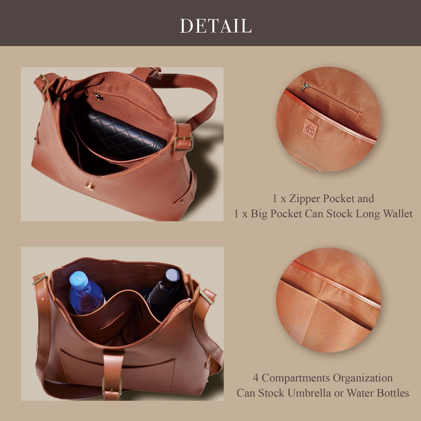 SUNLIGHT LEAVES Vintage Vegan Leather Tote Bag For Women (Red)
