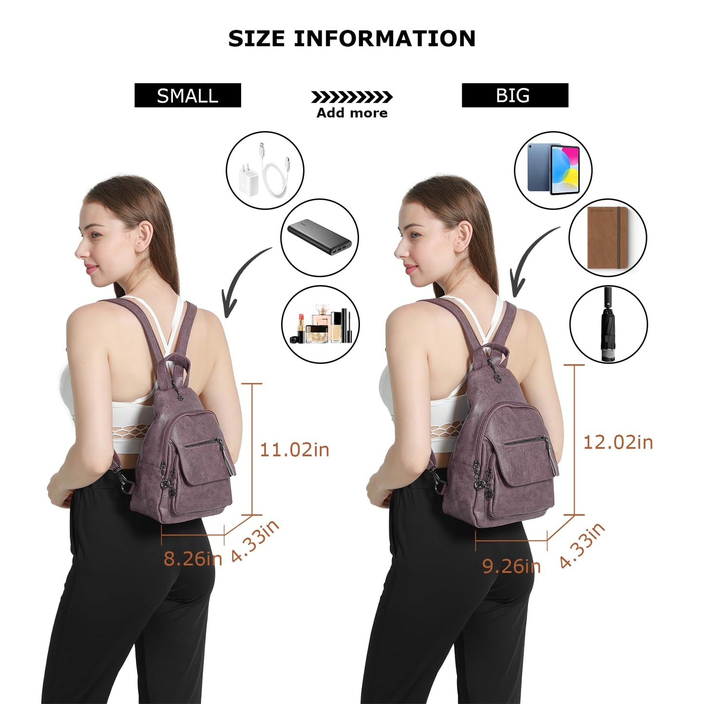 Small Backpack Purse for Women Fashion PU Leather Backpack Convertible Ladies Sling Bag