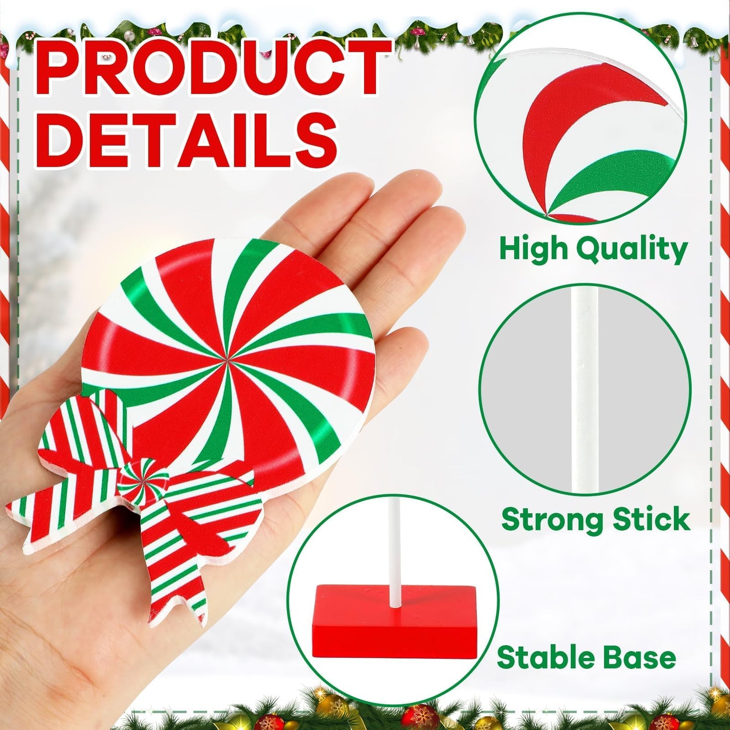 gisgfim 6Pcs Christmas Table Decorations Wood Candy Set Red Green White Wooden Sign Centerpiece Xmas Candy Tabletop Decor Gifts Christmas Tiered Tray Decor for Winter Holiday Party Home Tables