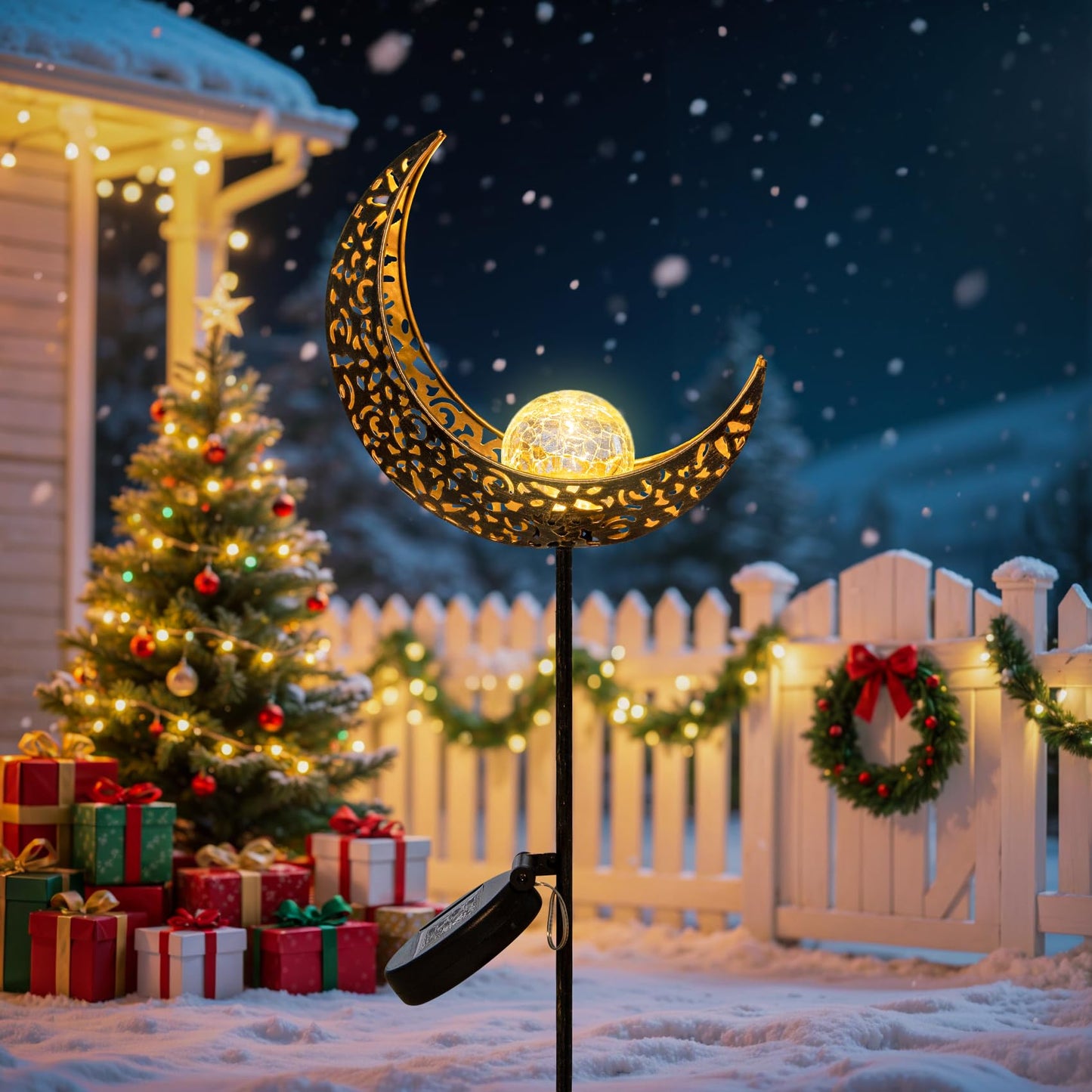 TAKE ME Moon Solar Lights Christmas Gifts for Women Garden Outdoor Decor Waterproof Metal Solar Stakes Lights for Patio Yard Walkway Lawn Patio Mothers Garden Gifts Mom Wife Grandma