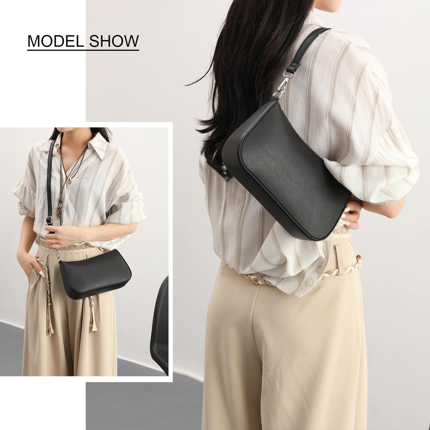 NIUEIMEE ZHOU Small Shoulder bag with 2 Removable Straps Cross Body Clutch Purse Handbag for Women