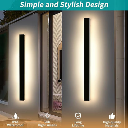 Mikeru 59inch Long LED Wall Light, 3000k Exterior Wall Sconces, Acrylic Invisible Exterior Wall Light for Porch Modern Outdoor Wall Mount Lighting for House Courtyard Balcony Porch Patio Garage