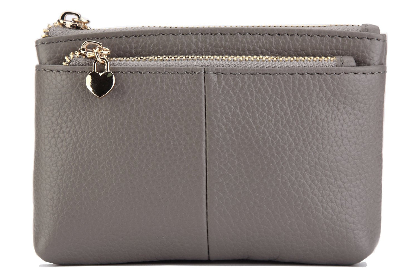 ZOOEASS Coin Purse Women Genuine Leather Zip Mini Purse With Key Ring Triple Zipper Card Holder Wallet (Grey)