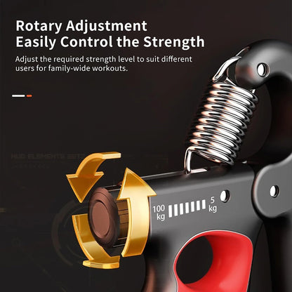 Hiyoga Grip Strength Trainer, Hand Grip Strengthener with Adjustable Resistance 11-220Lbs(5-100KG), Automatic Counter, Ergonomic Design, Forearm Strengthener for Musicians Athletes and Injury Recovery (Orange)