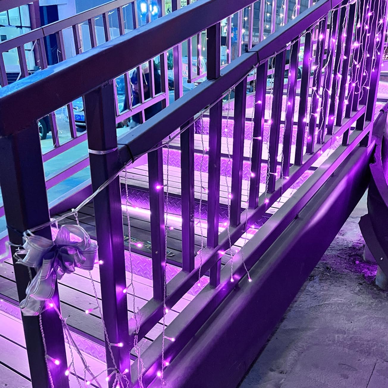 YOLIGHT 16.5ft 192 LED Halloween Icicle Lights Outdoor, Icicle Christmas Lights with Remote, 8 Modes Twinkle Curtain String Lights, Wedding Party Home Garden Roof Xmas Decoration(Purple)