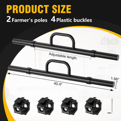 EVERYMATE Farmers Walk Handles, Barbell Style Grip Farmers Carry, Grip Strength Weight Training, Fits 2 Inch Weight Plate, Farmers Walk Bar Strength Training Workout Equipment (Pairs)