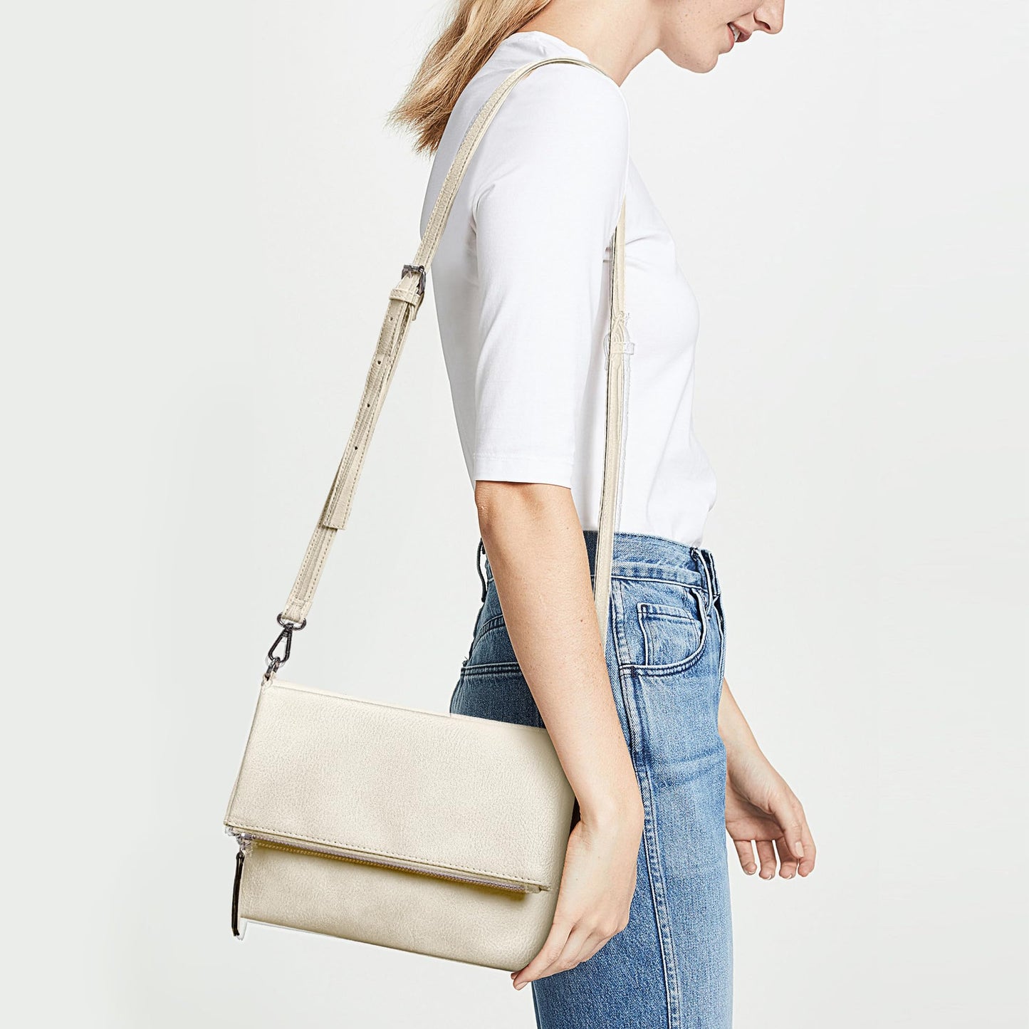 KALIDI Vintage Vegan Leather Crossbody Bag PU Shoulder Bag Handbag Multiple Pockets Adjustable Removable Strap Women