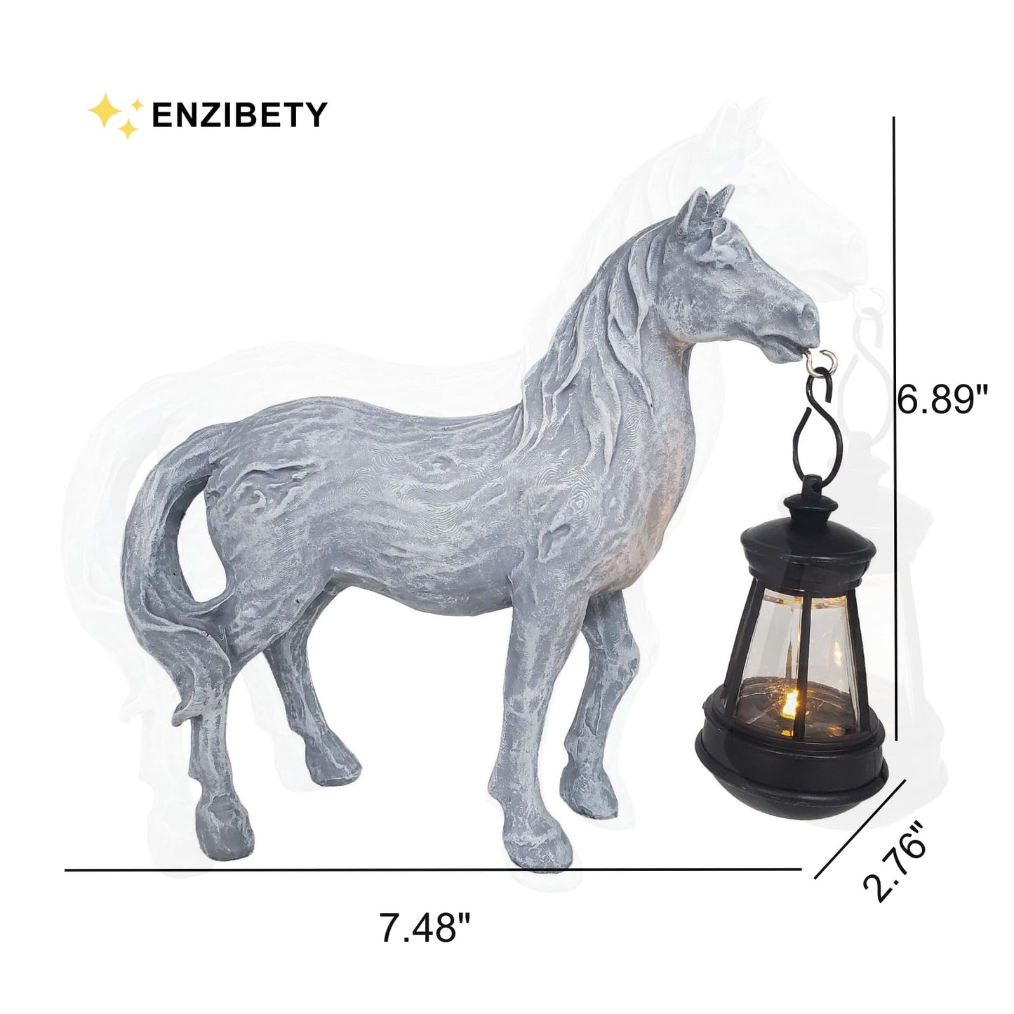 Horse Garden Statue with Solar Lantern,Garden Outdoor Horse Figurines Decor for Farmhouse Patio Yard Lawn Home Gifts for Mom Grandma Wome Housewarming Christmas Birthday