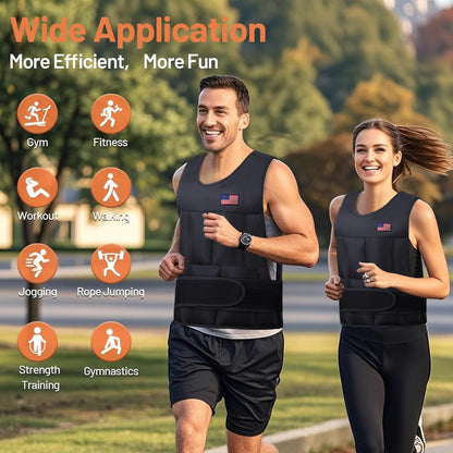 Wolliwa Adjustable Weighted Vest for Men Women,2-12 Lbs Adjustable Weighted Vest with Straps Womens Running Weight Vest for Walking Strength Training Fitness (Black, Adjustable 2-12 Lbs)