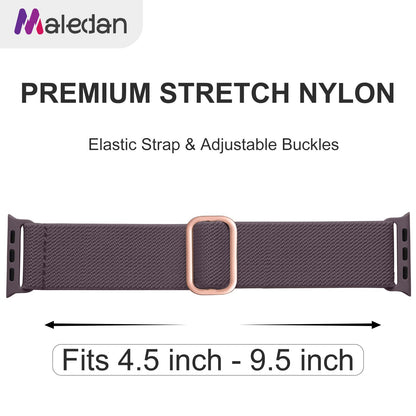 Maledan 10Pack Stretchy Nylon Solo Loop Compatible with Apple Watch Band 45mm 44mm 42mm 46mm 49mm Women Men, Soft Adjustable Braided Elastic Wristband for iWatch Ultra 2 Series 10/9/8/7/6/5/4/3/2/1/SE
