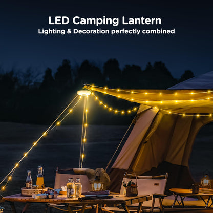 OGERY Camping String Lights, 4 in 1 Quick Storage 32.8FT Rechargeable Tent Lights String with 8 Lighting Modes, Hanging Waterproof Portable LED Lamp for Outdoor Patio Awning Garden Party Essentials