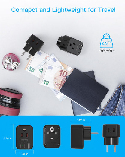South Africa Travel Plug Adapter, HANYCONY Type M Power Adapter with 2 AC Outlets 3 USB Ports(2 USB C) for US to South Africa Botswana Namibia India Nepal Bhutan Sri Lanka