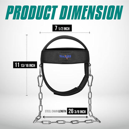 Yes4All Adjustable Neck Harness for Weight Training/Neck Exerciser with Wide Padded Strap Support Neck Strengthener & Resistance Training, Weight Lifting Head Harness Black