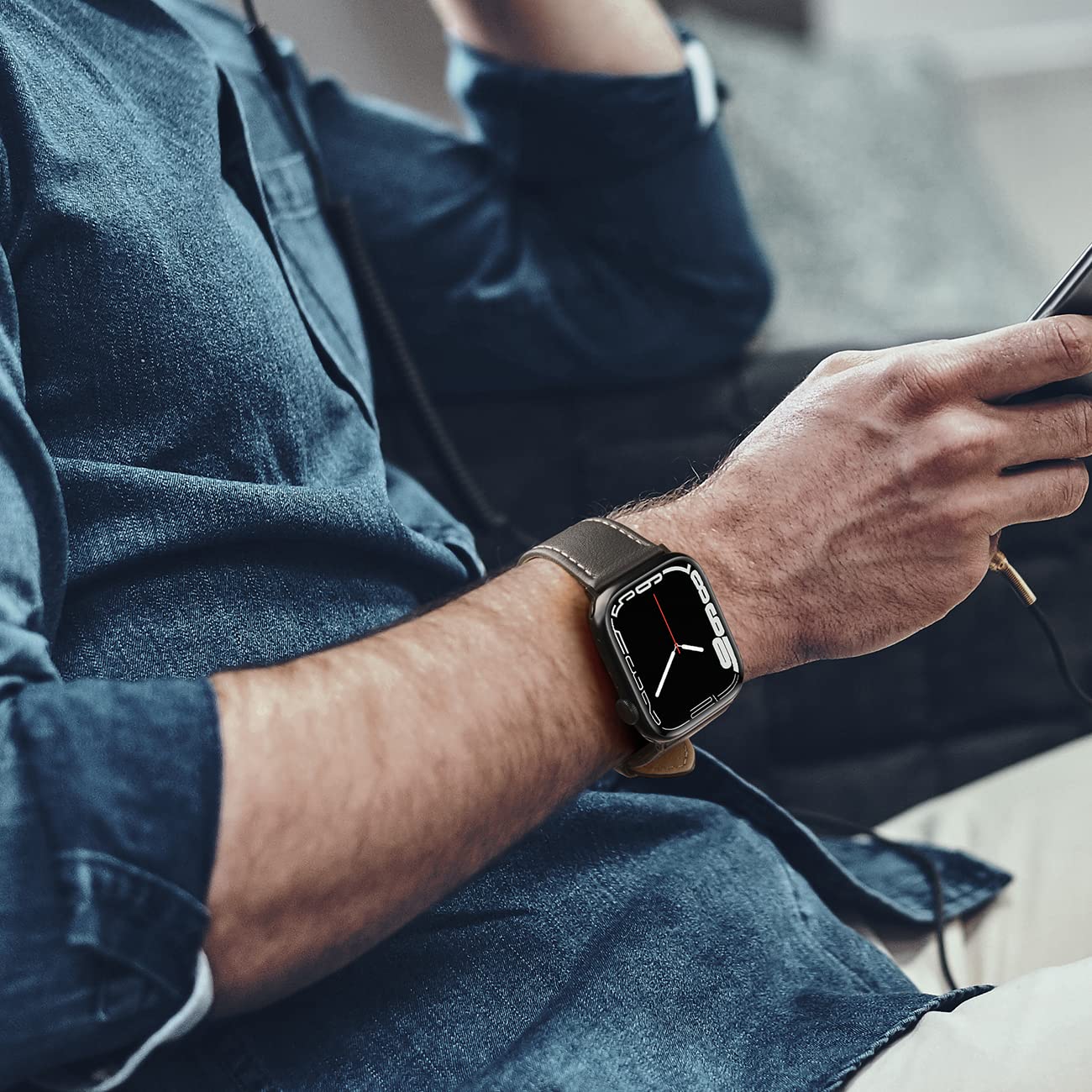 EDIMENS Leather Bands Compatible with Apple Watch 49mm 45mm 42mm 44mm Band Men Women, Vintage Genuine Leather Wristband Replacement Band Compatible for Apple Watch iwatch Series 9 8 7 6 5 4 3 2 1 SE2
