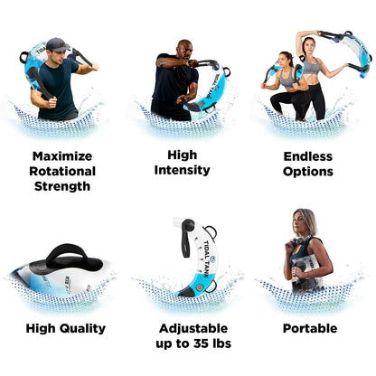 Tidal Tank Bulgarian – Water-Filled Bulgarian Bag for Rotational Power, Ox Bag for Explosive Strength & Dynamic Training – Adjustable Live Weight Workout Bag with App & Video Library Access