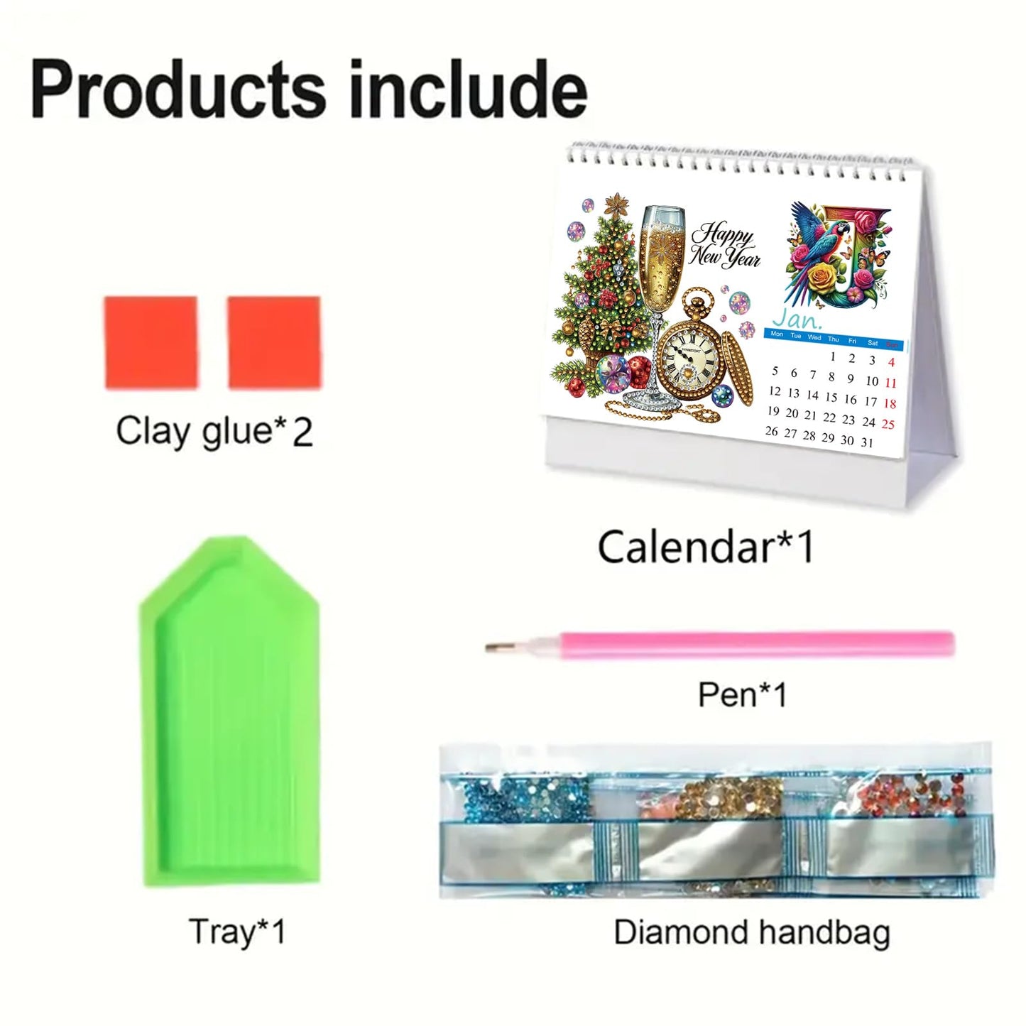 DIYDeligths Diamond Art Painting Desk Calendar 2026 Monthly Flip Tabletop Calendar Kit for Home Office Planning Desktop Ornament DIY Craft Gift (2026-B)