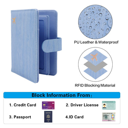 Melsbrinna Rfid Passport Holder for Travel women/Men, Cute Passport Wallet Rfid Blocking Card Slots, Rfid Passport Cover/CaseTravel Wallet, Passport Book Holder (1, Blue4)