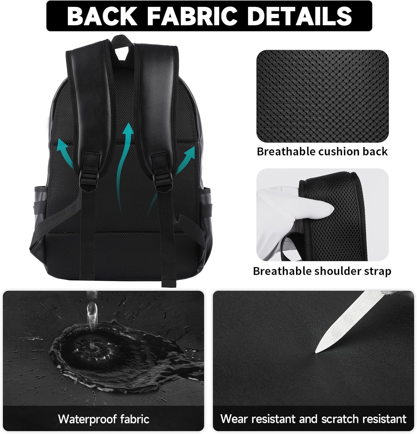 MATE ELAN Laptop Leather Travel Backpack For Men Water-Repellent Carry On Back Pack For Travel Business Work computer Backpacks Fit 15.6" Laptop