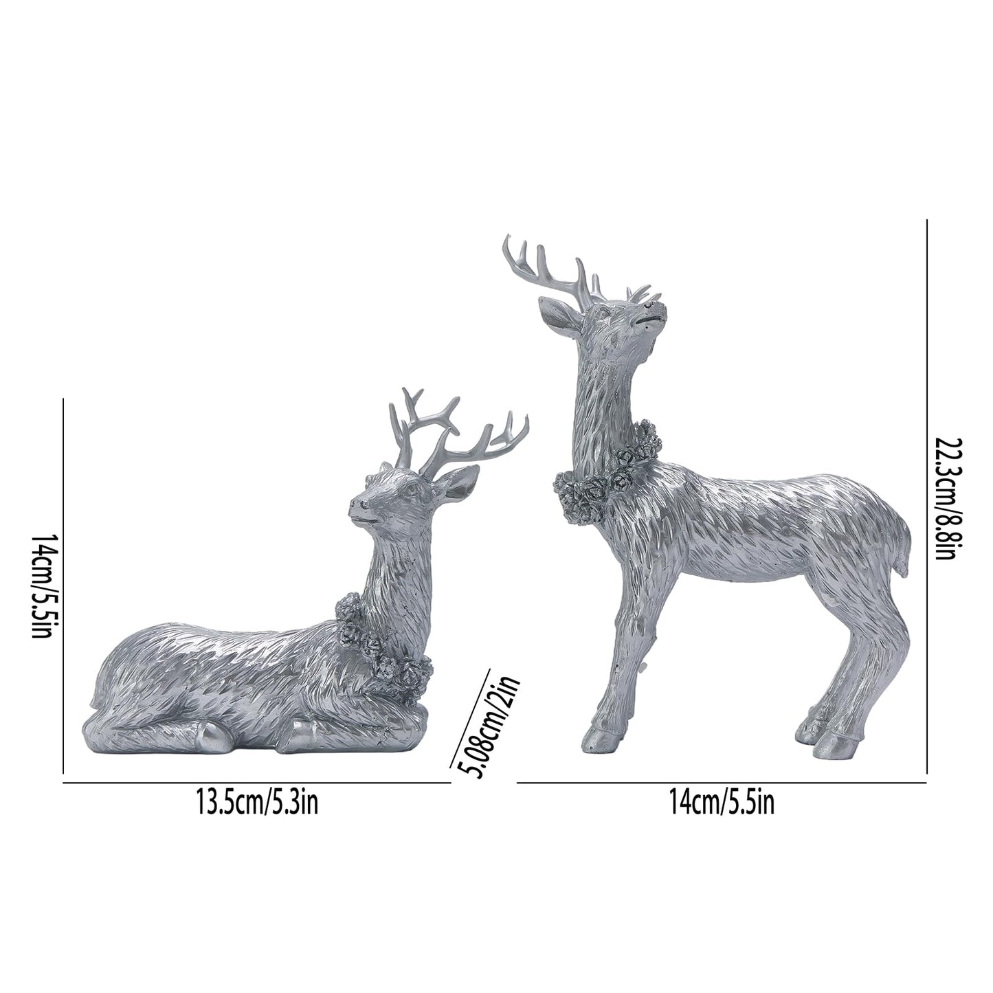 2 Pcs of Pine Cone Deer Resin Ornaments, Christmas Deer Ornament, Elk Ornament, Home Decor,Perfect, to Enhance The Festive Atmosphere (Silver)