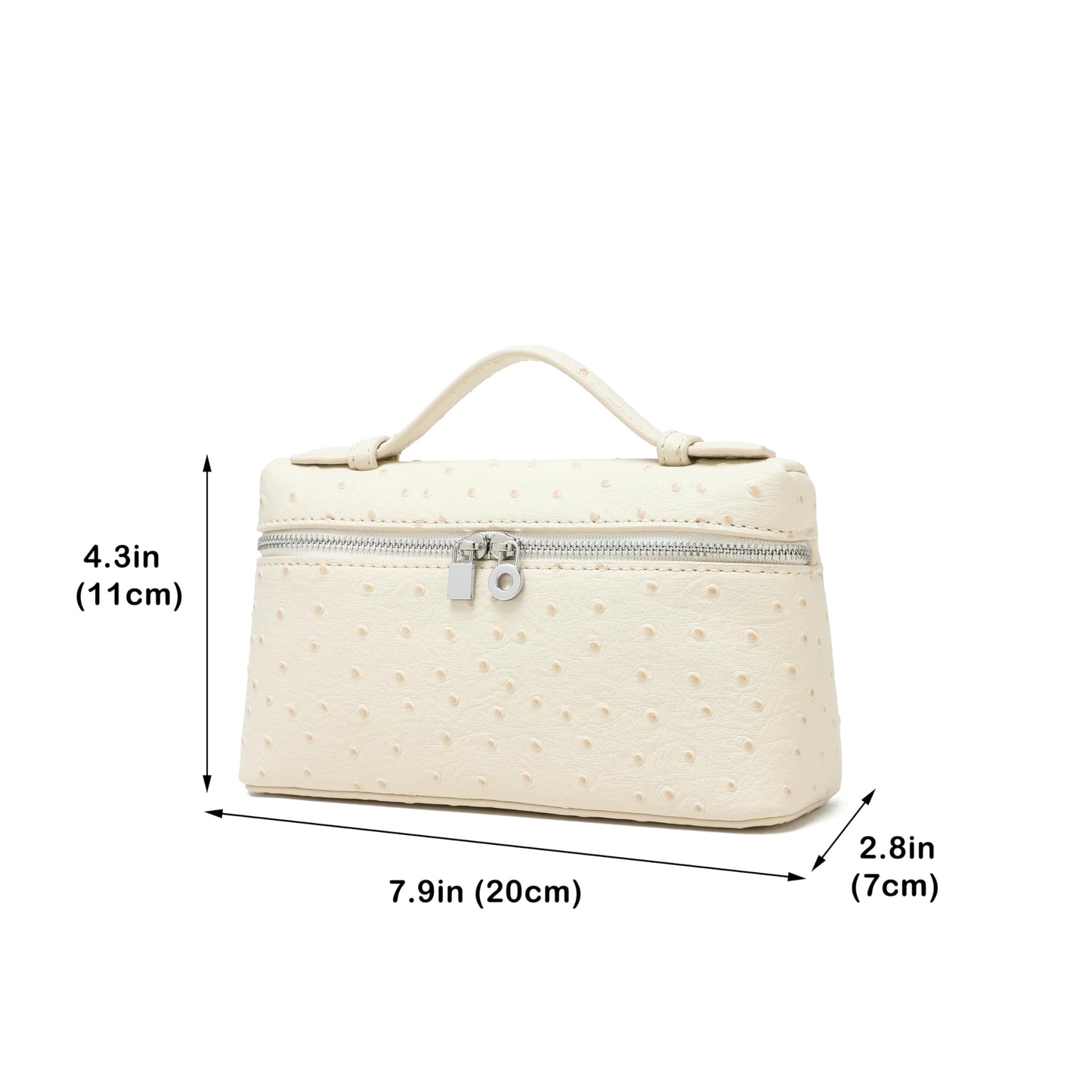 Rejolly Crossbody Bag for Women Small Top-Handle Pouch Purse Shoulder Handbag Synthetic Ostrich Leather Cream White (Gold Hardware)