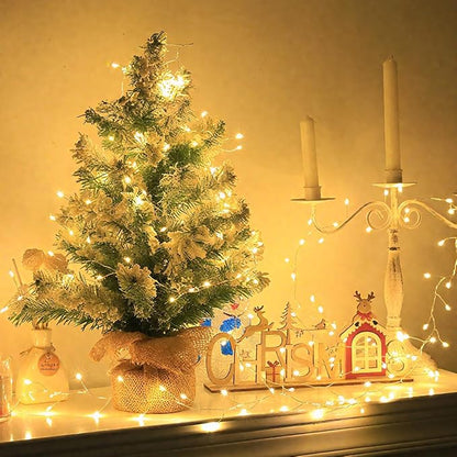 Plug in Firecracker Lights 50FT 500 LED Warm White Copper Wire Indoor Cluster Fairy Lights with Remote Timer for Bedroom, Living Room, Tree, Garden, Porch, Patio, Backyard, Christmas Tree