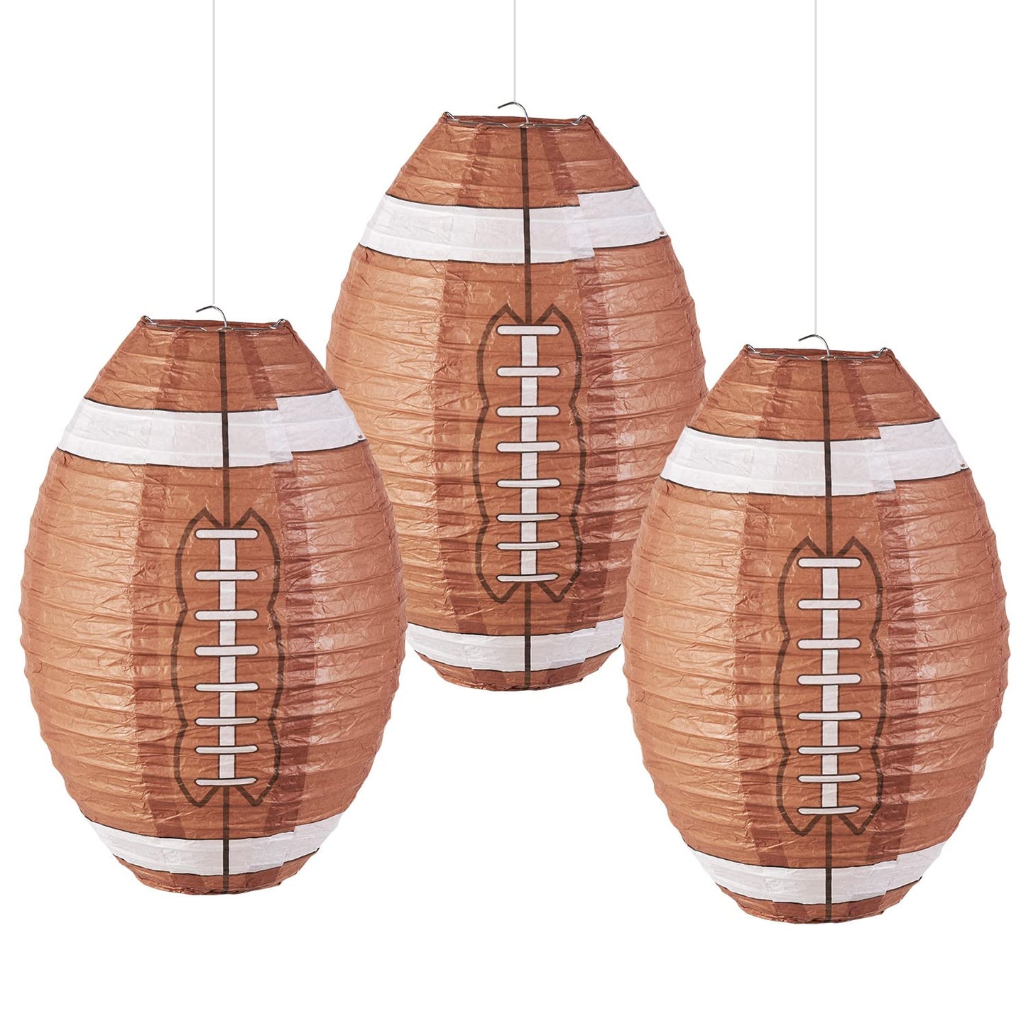 Football Paper Lanterns, Football Birthday Party Decorations,Football Party favors for Outdoor Backyard Sports Game Prizes Football Game Day Easy Joy 3 PCS 12''