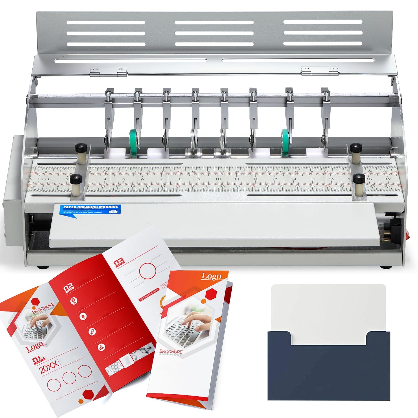 Mxmoonant Electric Creasing Machine Plus with 2X Creasing, 2X Perforating, 2X Cutting Blades, 25r/min Paper Creaser Perforator Cutter Folder for Greeting Cards Invitations Tickets 470mm 110V