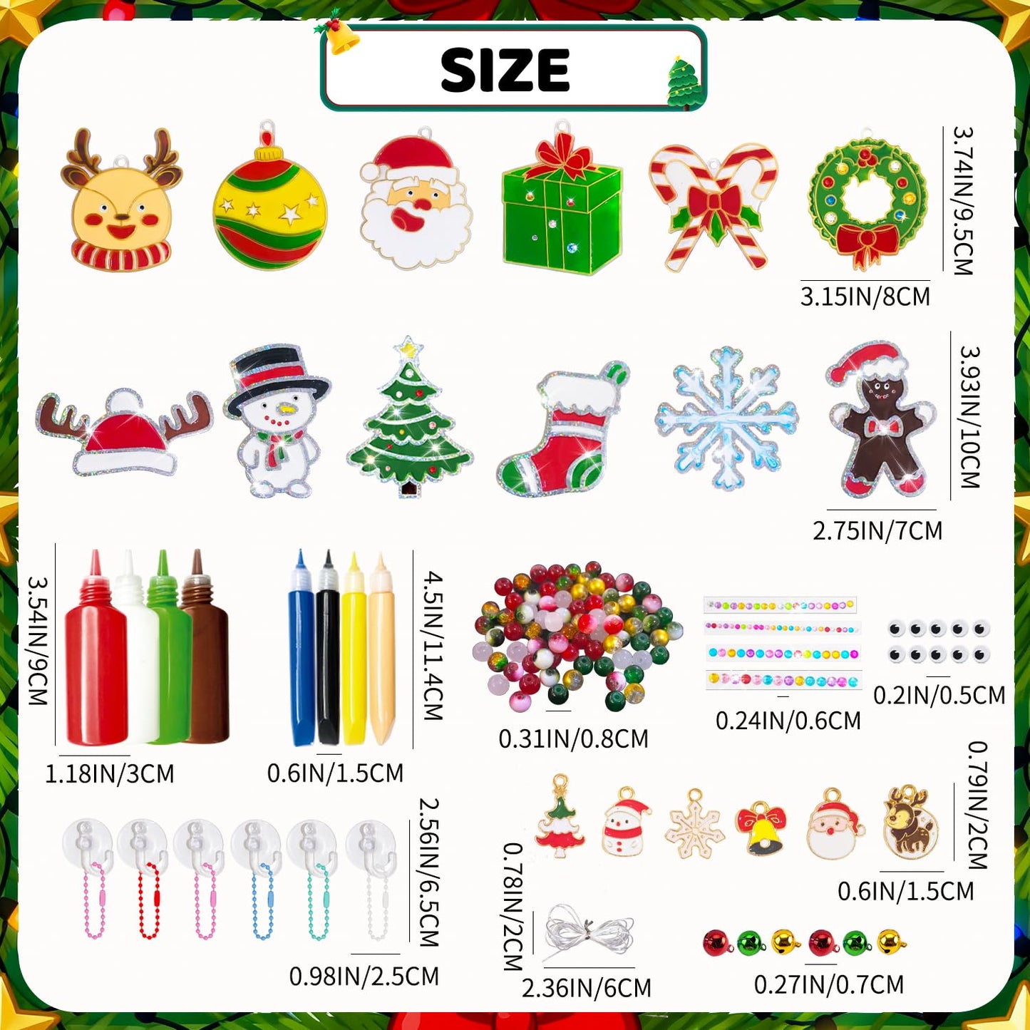 DIY Window Paint Art, 208pcs Christmas Craft Kits, Create Your Own Suncatchers Christmas Crafts for Christmas Party, Window DIY Paint Art Make Your Own Window Clings for Christmas Holiday Decorations