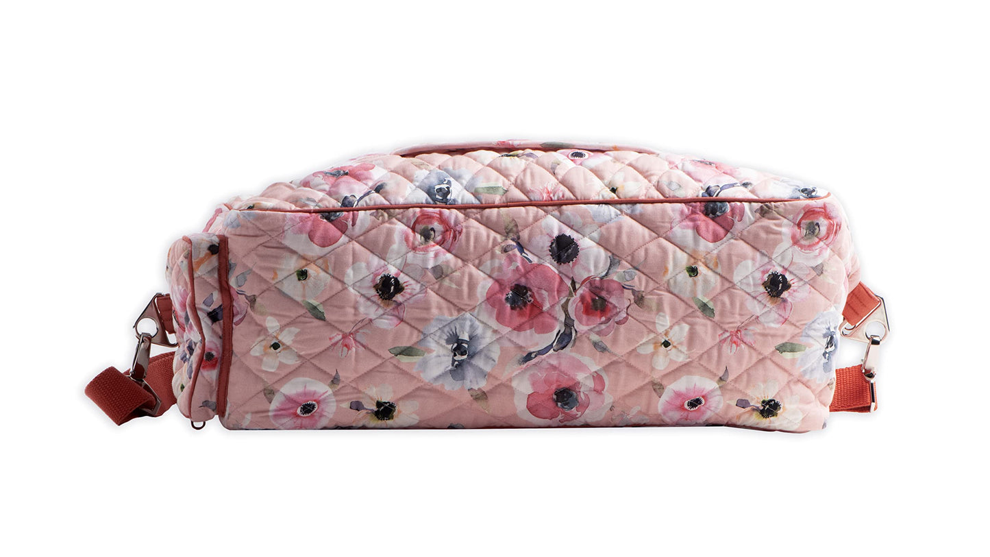 Maison d' Hermine Weekend Duffel Bags for Women Cotton Quilted Overnight Luggage Weekend Bag for Men Gym Sports Gifts Travel Business Travellers Trip Spring Summer (Romantic Poppy - Saumon)