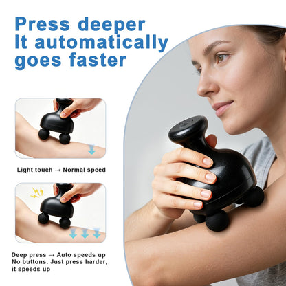 DEITY 4 Heads Handheld Massage Gun Deep Tissue, Electric Body Massager, Percussion Muscle Massager for Easing Shoulder and Back Tension, with Reverse Thrust Function