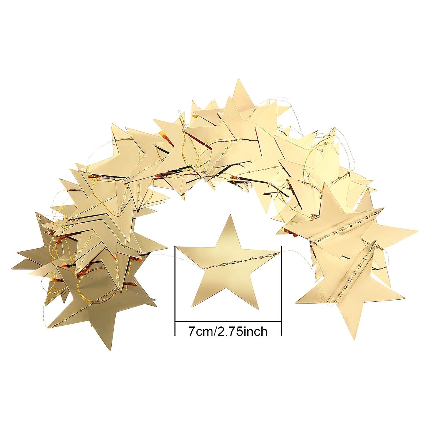 Patelai Glitter Star Garland Banner 2026 Graduation Decor 130 Feet Star Hanging Banner Twinkle Backdrop for Party Birthday Classroom Wedding Supplies(Gold)
