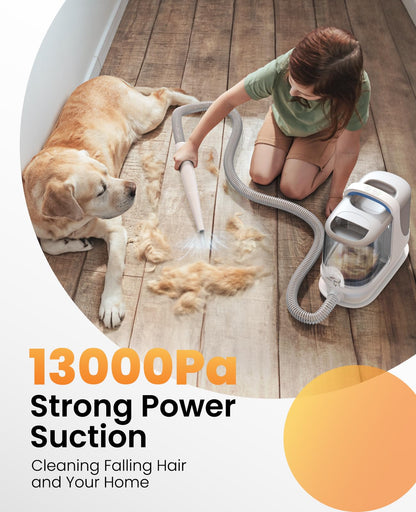 oneisall Dog Grooming Vacuum, 13000Pa Powerful 3L Dust Cup Pet Grooming Vacuum with Dog Clippers & Shedding Brush 7 Dog Grooming Kit, 3L Dust Cup, Super Quiet, 3 Suction Levels, BM3