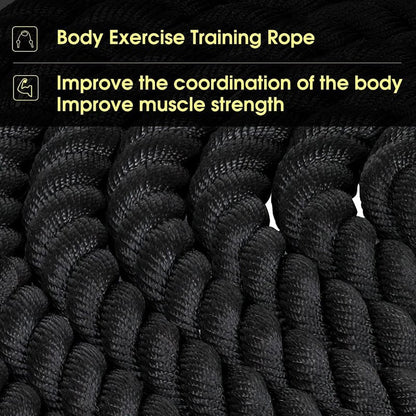 Heavy Battle Ropes - 1.5 Inch 30 Ft Polyester Workout Rope for CrossFit & Home Gym | Full Body Fitness Equipment, Black