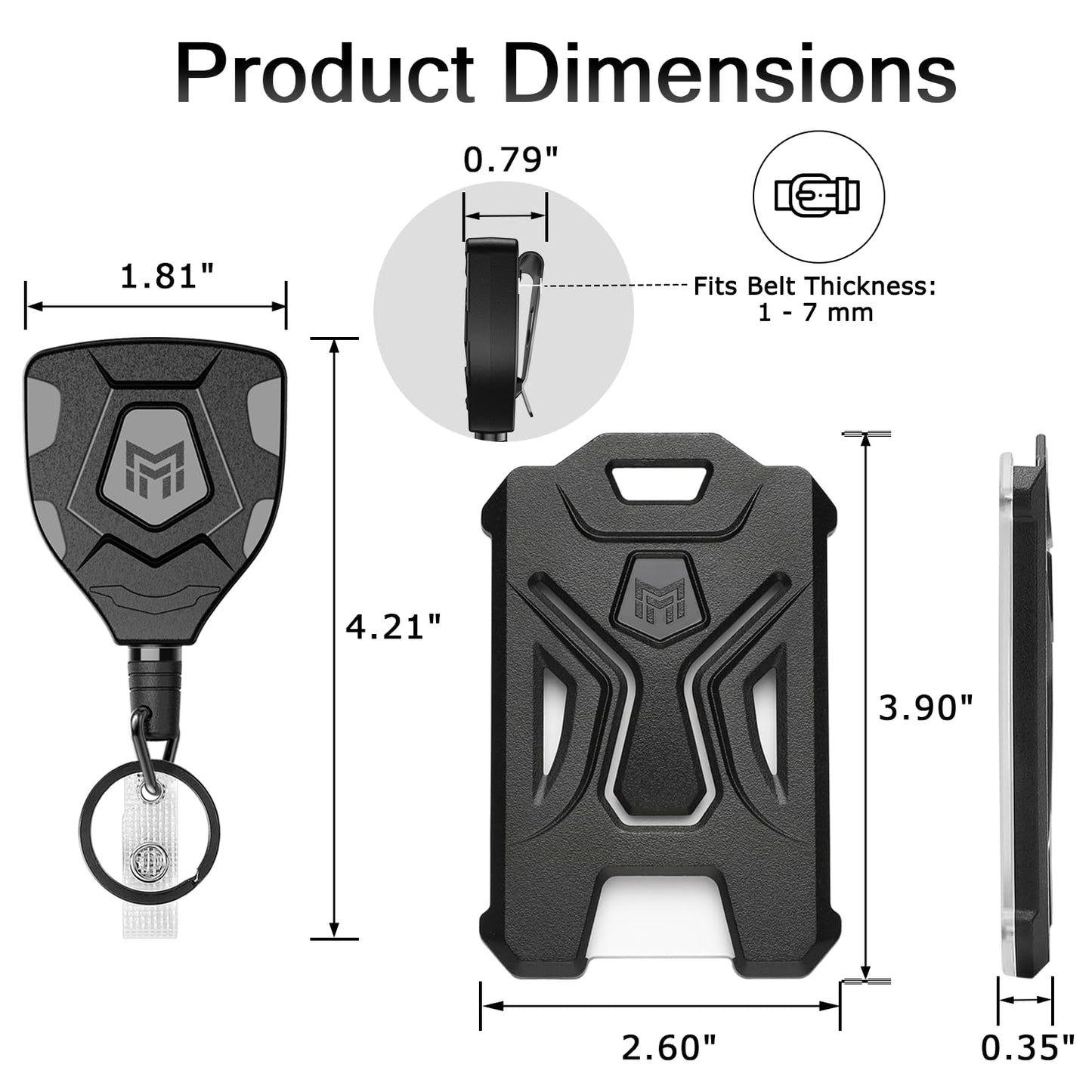 MNGARISTA 1 Pack Heavy Duty Badge Holder, Vertical ID Card Holder for Credit Cards, Clear ID Window, All PC Polycarbonate Plastic Housing, 5 Cards Capacity, Built-in Elastic Clip, Black