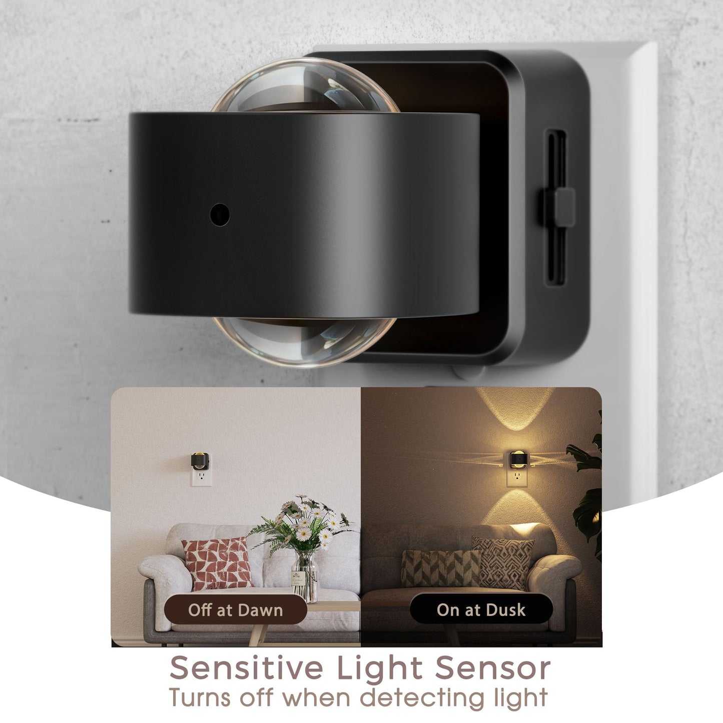 Briignite Night Light Projector, LED Night Lights Plug into Wall, 180° Rotating Night Light for Kids, Dusk to Dawn Sensor, 0-150LM Dimmable, Warm White Ambient Lighting for Bathroom, Gifts