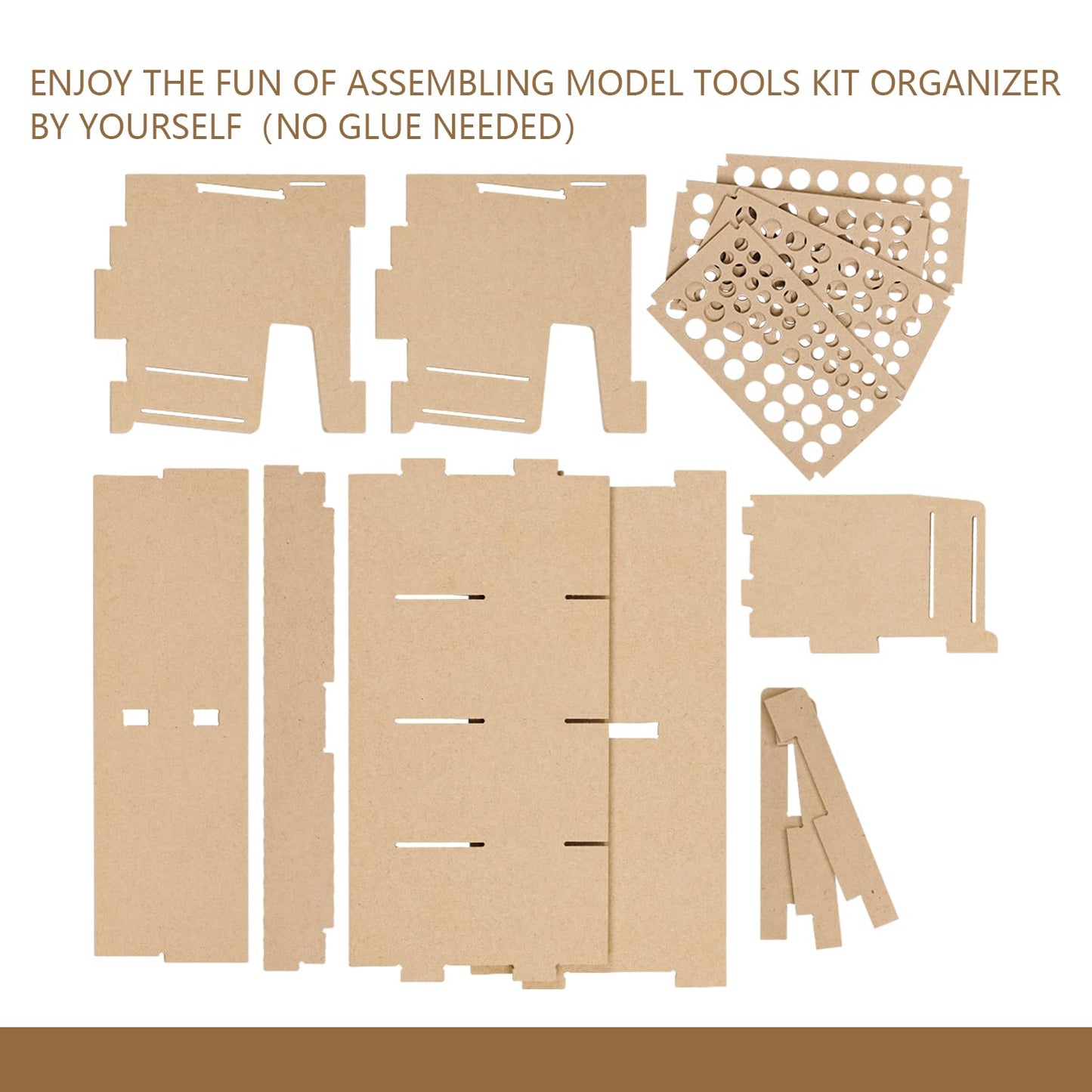 Bucasso Wooden Model Kit Tool Storage Rack with 100 Holes, Brush/Paint Organizer with MDF Material, Craft Supplies Storage, Brush/Tool Holder, Suitable for Tamiya/Gundam Tools, GK6