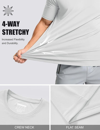 Men's UPF 50+ Quick Dry Athletic T-Shirt - Short Sleeve Workout & Swim Tee