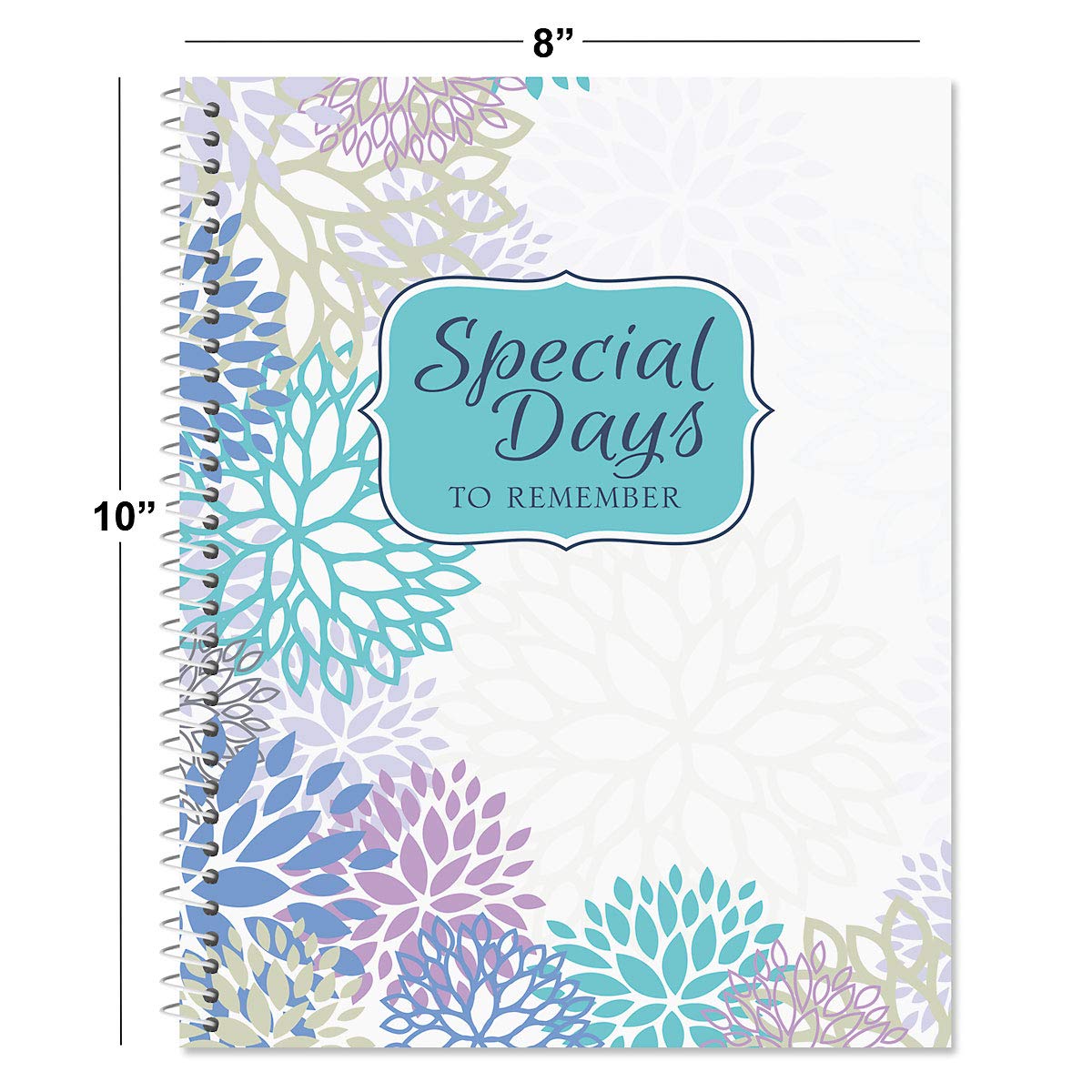 Current Cool Floral Greeting Card Organizer Book with 14 Pockets - Birthday & Anniversary Reminder Book - Softcover 8" x 10" Spiral-Bound, 6 Address Pages, 2 Gift Information Pages
