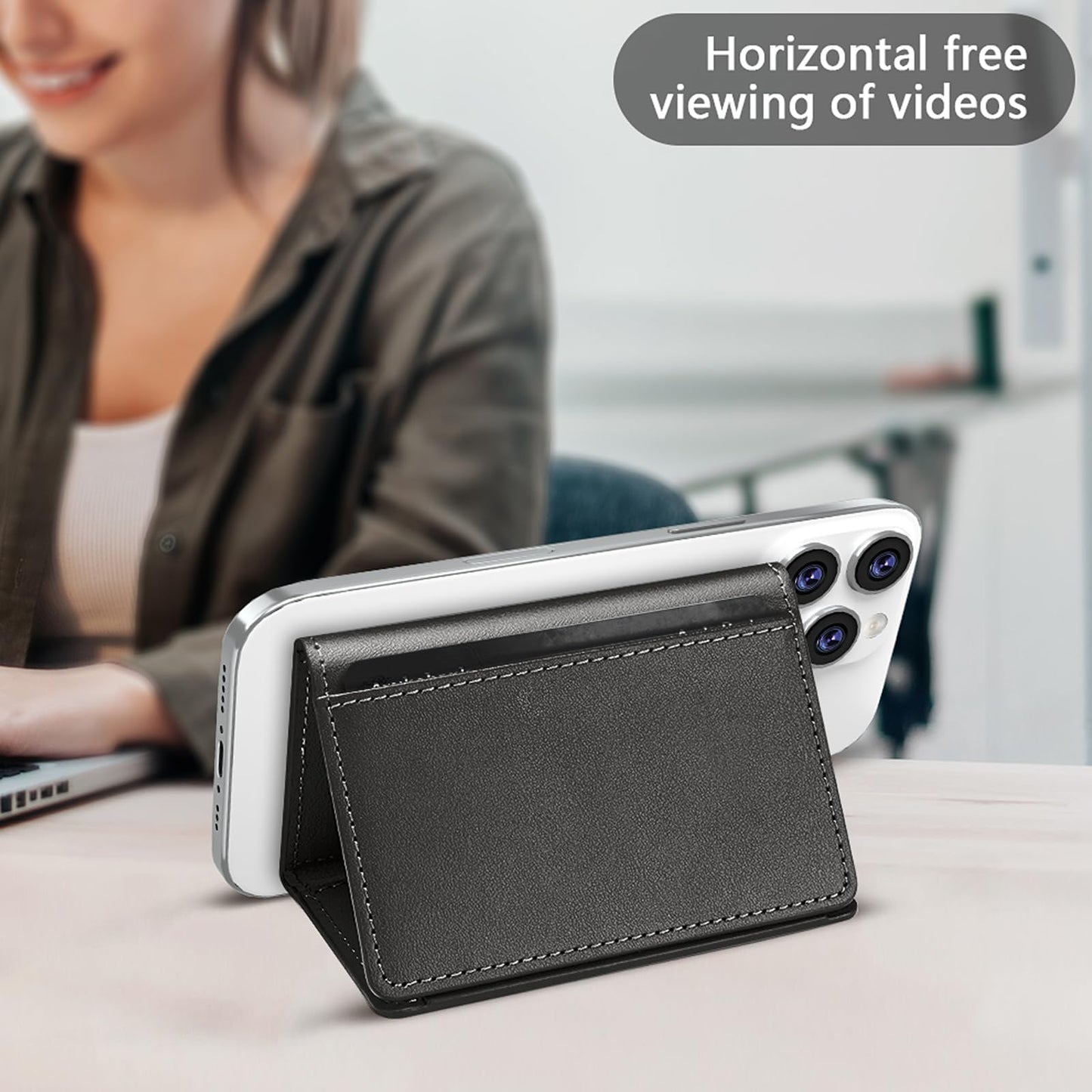 SQMCase Designed for MagSafe Wallet Magnetic Card Holder Compatible with MagSafe Phones and Cases,Phone Wallet for iPhone 17/16/15/14/13/12/ Pro/Max/Plus (Black)