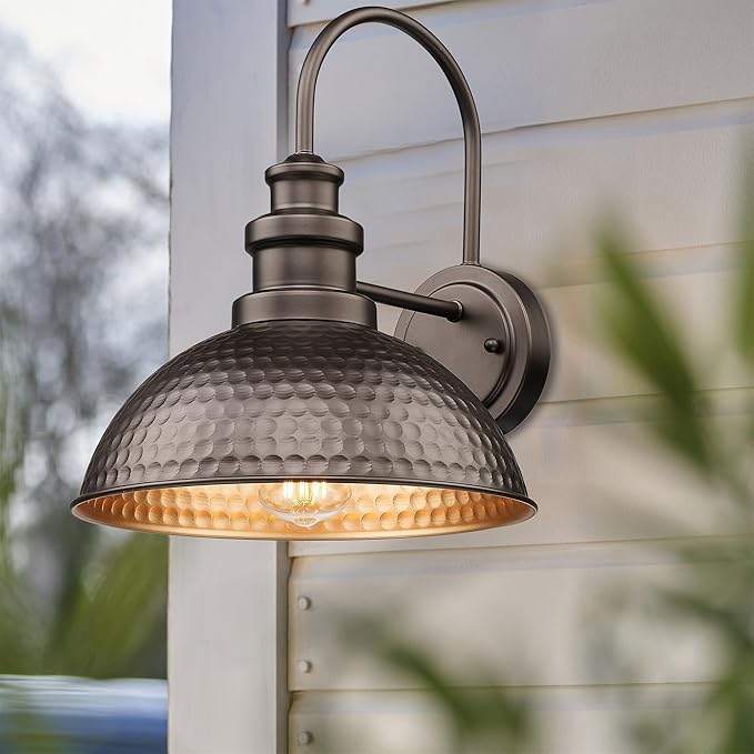 Casia Farmhouse Barn Lights - Rustic Wall Sconce, Exterior & Outdoor Mounted Lighting Fixture, Vintage Gooseneck Wall Lighting，Outdoor Wall Light (Oil Rubbed Bronze, 2 Pack)