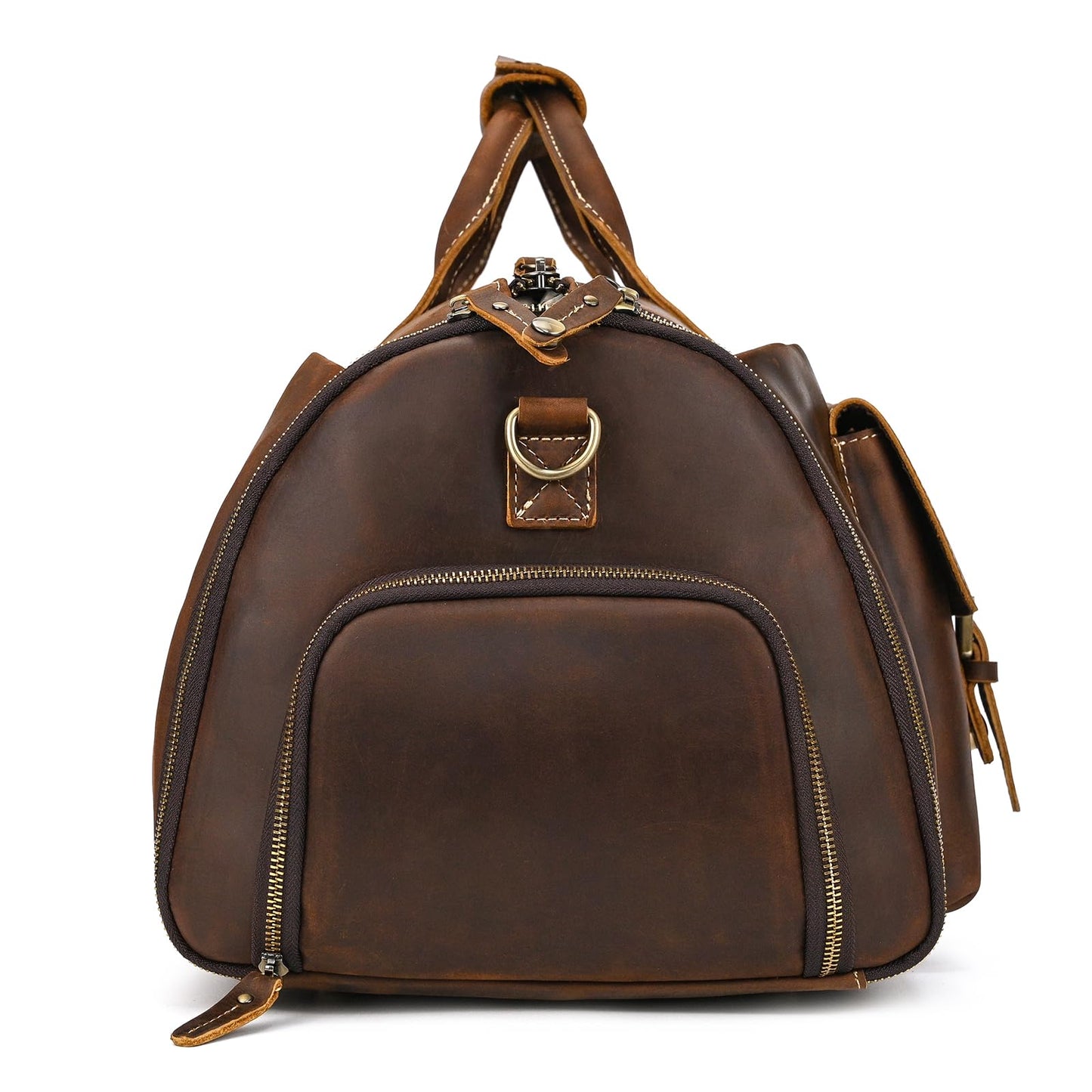 Leather Garment Bag for Men, Convertible Carry on Garment Duffel Bag for Travel Weekender Bag 2 in 1 Hanging Suitcase Suit Bag