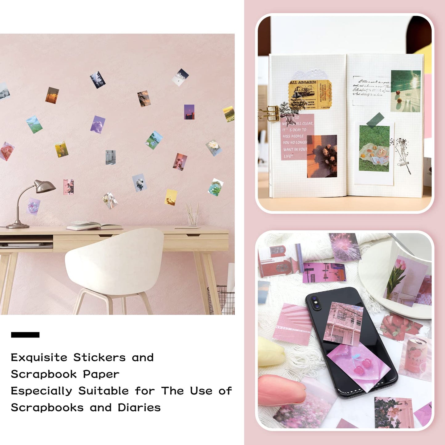 450 Pieces Washi Sticker Set, 9 Set Scrapbooking Diary Planner Album Diary Notebook, Scrapbooking Sticker Journaling Supplies for DIY Arts and Crafts Card Making Laptop Decoration