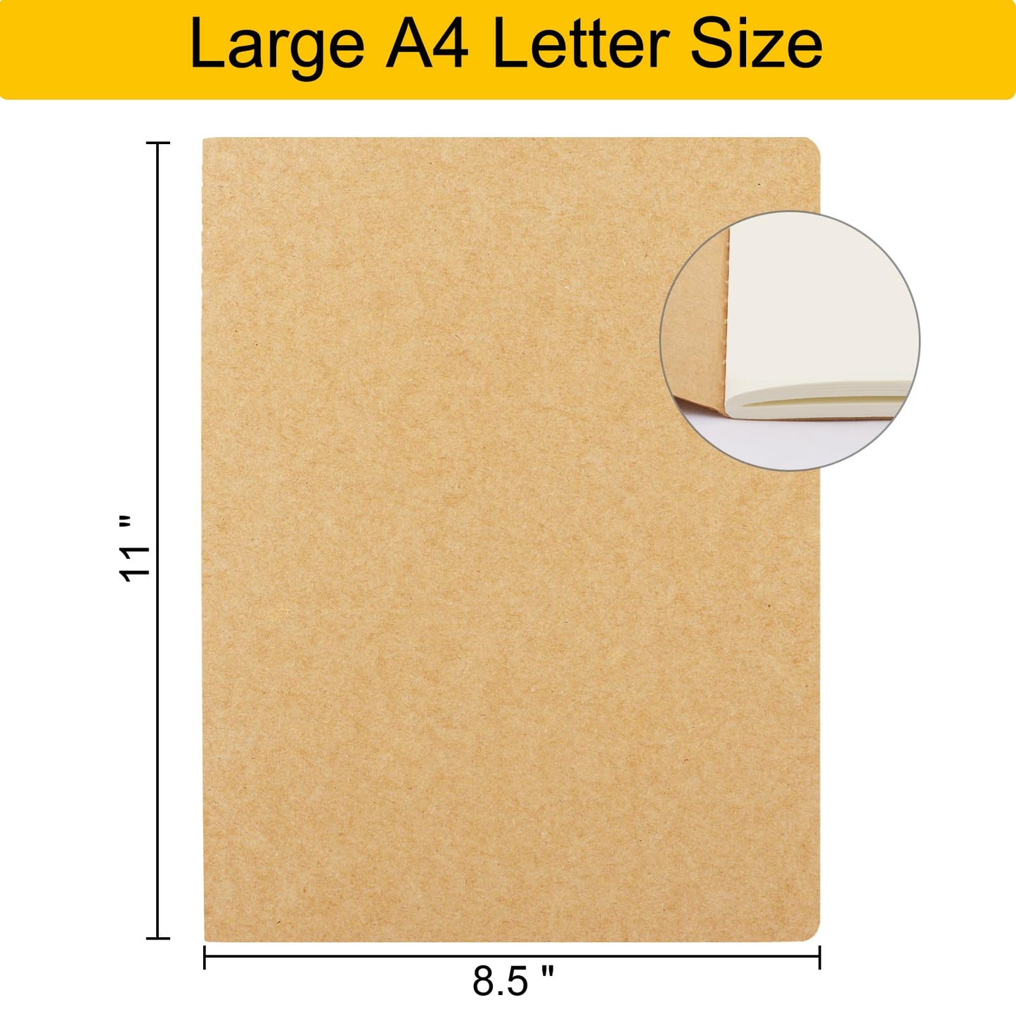 EUSOAR Kraft Notebooks, 12 Packs Large A4 8.5" x 11"，40 Sheets/ 80 Pages Journals in Bulk for Writing, Blank Paper Sketchbooks Composition Travel Journal Notebook Set for Office Work