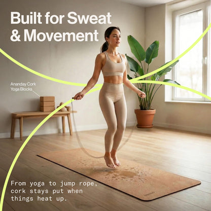 Ananday Premium Cork Yoga Mat - Sustainable, Non-Toxic & PVC-Free, Non-Slip, Perfect for Hot Yoga, Pilates & Exercise - Cushioned for Superior Comfort & Support