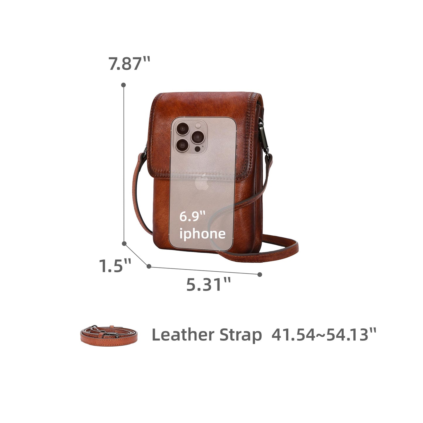 Iswee Brown Purse Leather Crossbody Bags for Women Anti-Theft Cell Phone Purse with Crossbody Strap Women’s Shoulder Bag(Brown)