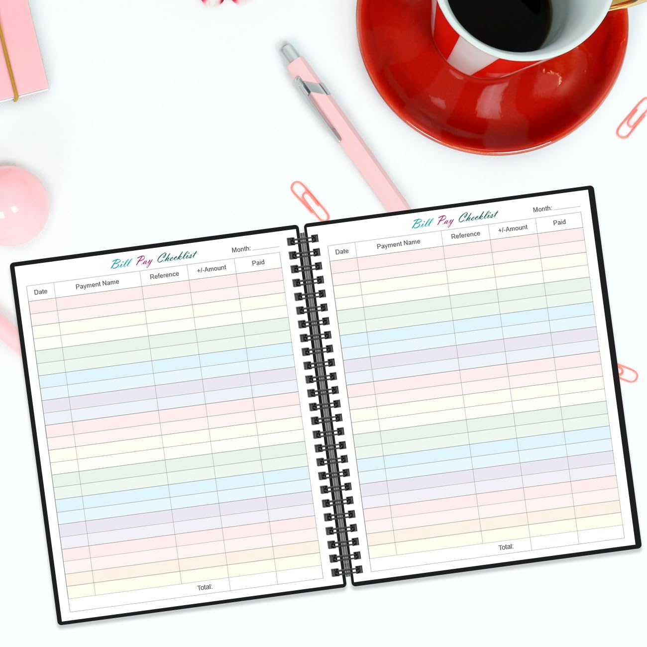 Bill Tracker Notebook - Monthly Bill Organizer & Planner for Personal Budgeting Financial, Monthly Bill Payment Checklist, 8.5" x 11", Black