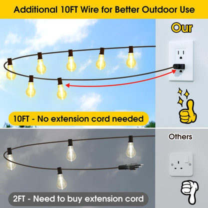 Larkvue 100FT LED Outdoor String Lights, Waterproof Patio Lights with 32 Shatterproof Dimmable 2700K A39 Bulbs Hanging Lighting for Outside Backyard
