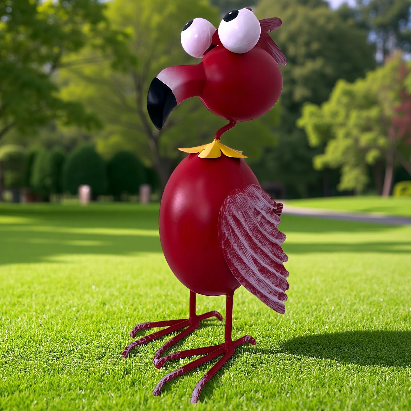 YAOHUA Metal Flamingo Yard Decor Garden Statue Outdoor Art Red Flamingos Christmas Decorations Sculptures for Patio Backyard Porch Lawn Ornaments Unique Gifts